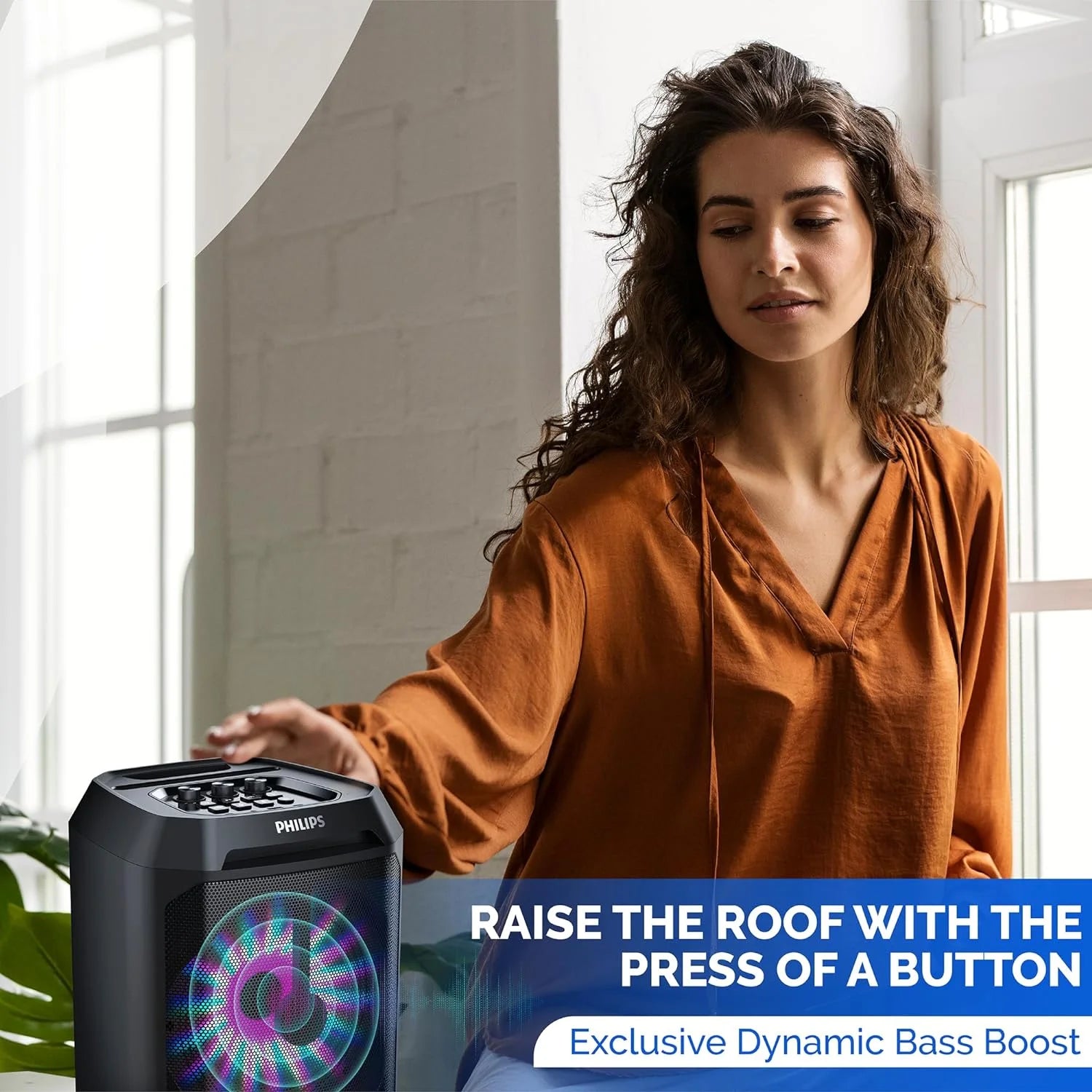 Portable Bluetooth Party Speaker with 8-Inch Woofer and Dynamic Bass Boost, 30W, 7Hrs Play Time, USB-C, Black
