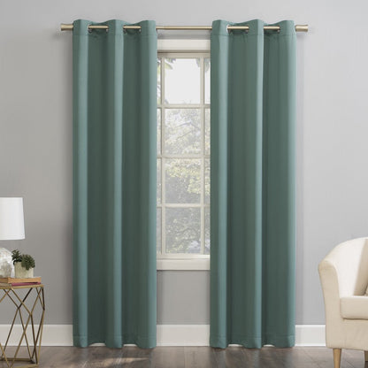 Blackout Energy Efficient Grommet Single Curtain Panel, 40"X84", Aqua