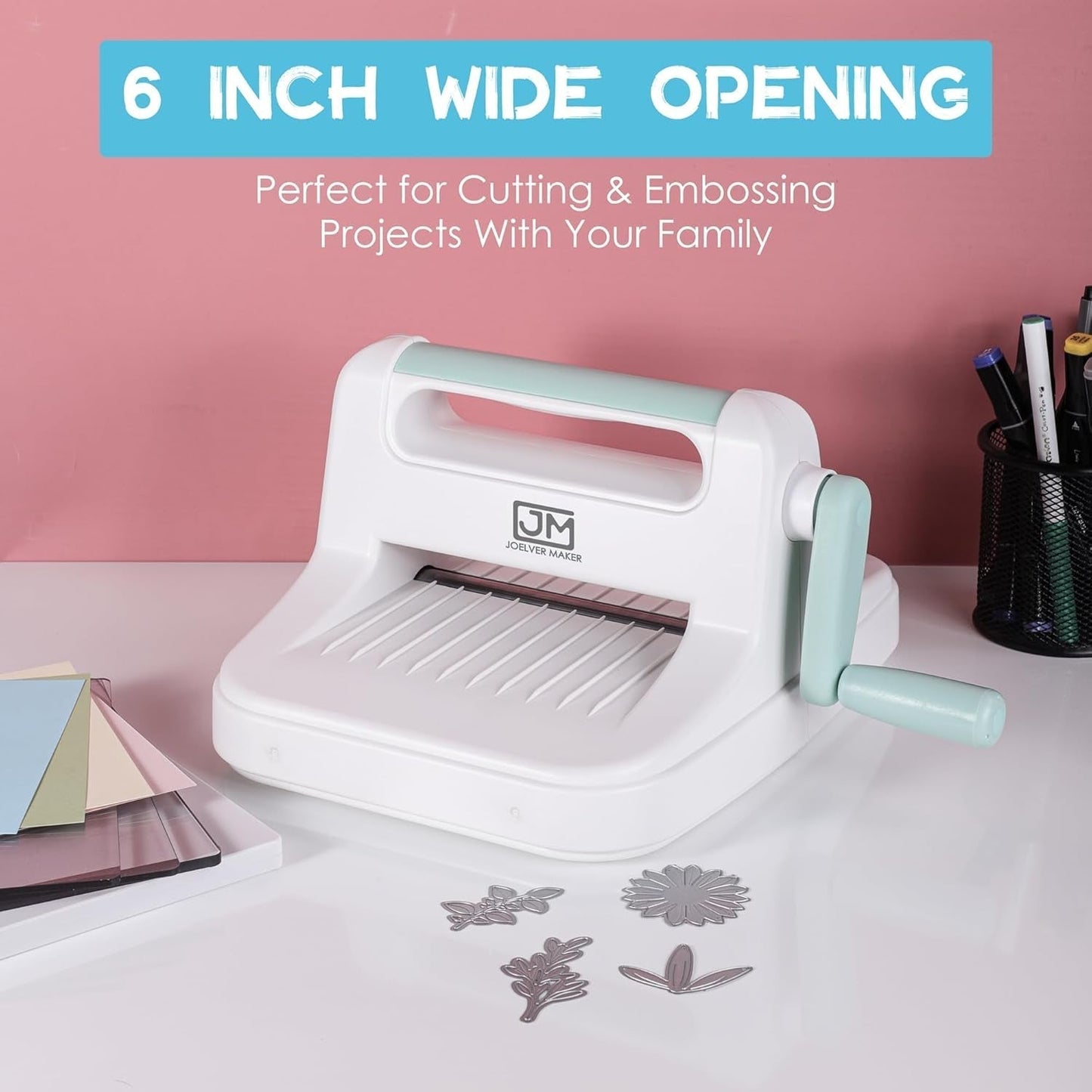 6In Die Cutting Machine, Manual Embossing Machine for Scrapbooking Starter (Blue)