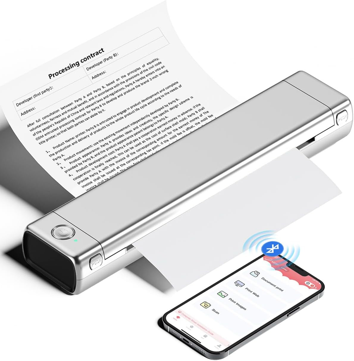 Phomemo M08F Portable Printers Wireless for Travel, Thermal Printer Support 8.5" X 11" US Letter, Bluetooth Inkless Printer Compatible with Ios, Android, Laptop for Travel, Office, Home