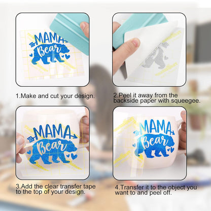 High Tack Transfer Paper Tape 12" X 10 FT for Shimmer Glitter Vinyl with Yellow Grid Perfect Alignment for Adhesive Vinyl, Decals,Signs,Walls,Windows and Other Smooth Surfaces