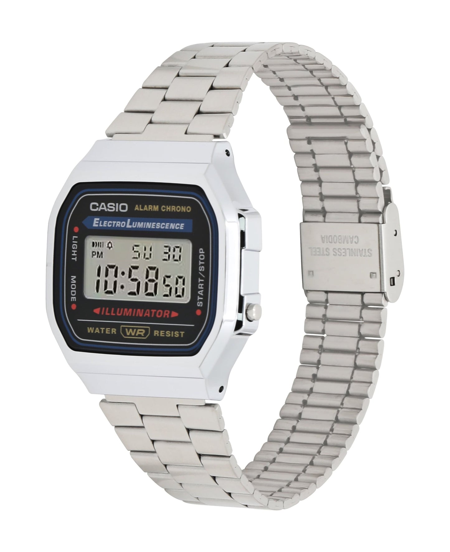 Men'S Stainless Steel Band Wristwatch, Silver & Black