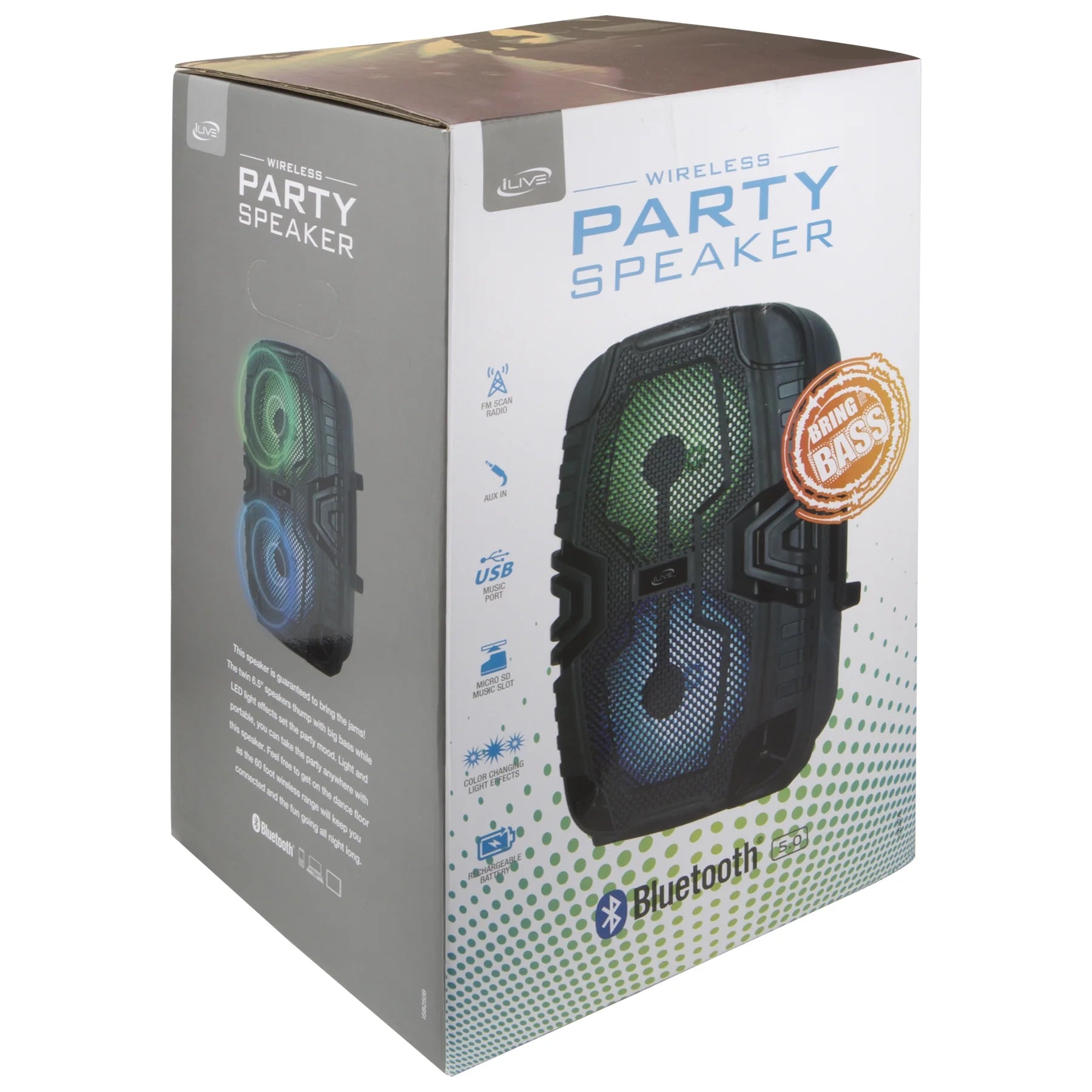 Wireless Tailgate Party Speaker, ISB250B, Black