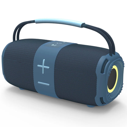 Portable Bluetooth 5.3 Speaker,Wireless Speaker with Dynamic LED Lights and Powerful 360° Sound,Tws Pairing,Outdoor Music Party Show,Blue