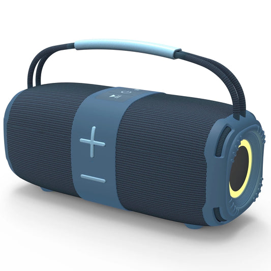 Portable Bluetooth 5.3 Speaker,Wireless Speaker with Dynamic LED Lights and Powerful 360° Sound,Tws Pairing,Outdoor Music Party Show,Blue