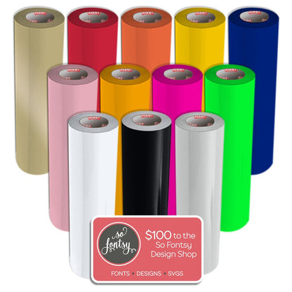 Easyweed Heat Transfer Vinyl, 15" X 3' Rolls, 12 Pack Top Colors with Design Card