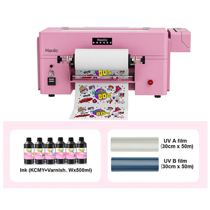 Haolic UX7 Mini 13'' UV DTF Printer with Built-In Laminator & Cutter All-In-One Bundle