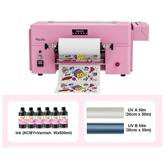 Haolic UX7 Mini 13'' UV DTF Printer with Built-In Laminator & Cutter All-In-One Bundle