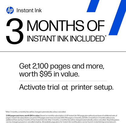 HP Deskjet 2827E Wireless All-In-One Color Inkjet Printer, Scanner, Copier, Best-For-Home, 3 Month Instant Ink Trial Included, Ai-Enabled (6W7F5A)