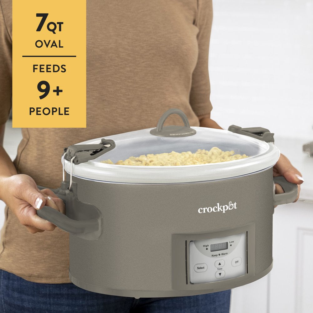 7-Quart Cook and Carry Programmable Slow Cooker, Grey