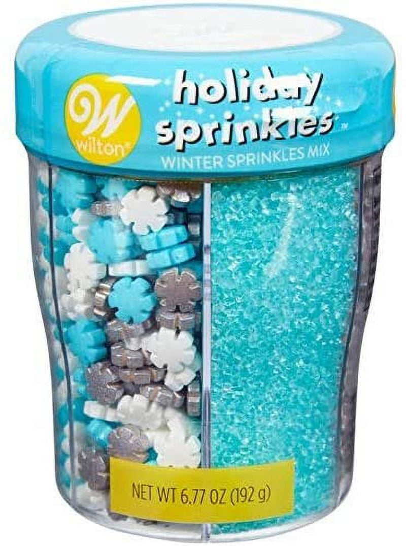 6-Cell Dessert Sprinkles Mix of Sugar, Jimmies and Nonpareils, Silver, Blue & White, 6.77 Oz.