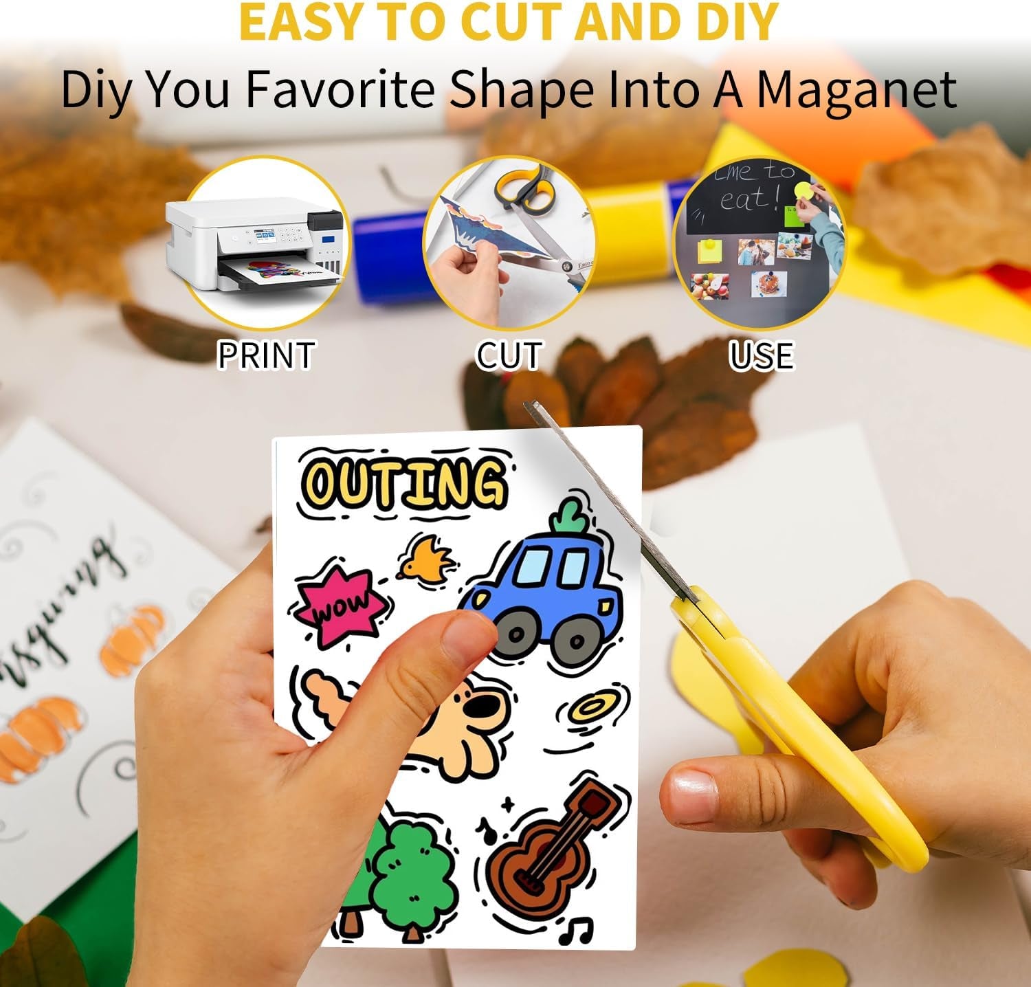 50 Sheets Printable Magnetic Sheets 8.5X11 Inches for Inkjet Printers, Glossy White Magnetic Print Paper, 12Mil Thickness, Flexible Magnet Photo Paper for Refrigerator DIY Crafts