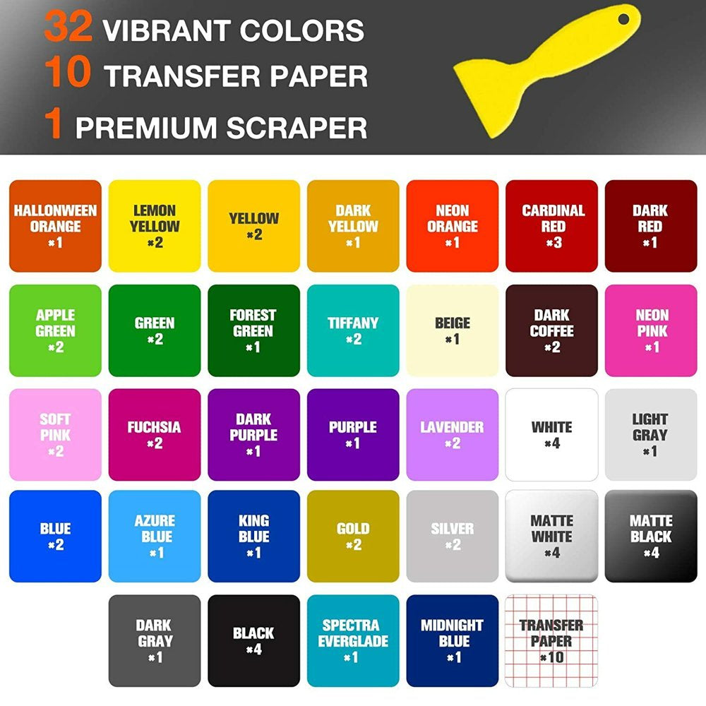 65 PCS Permanent Adhesive Vinyl Sheets Include 55 Sheets 12" X 12" Vinyl Bundles & 10 Transfer Tape Sheets for Cricut