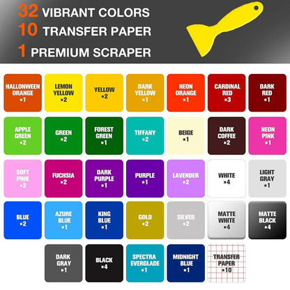 65 PCS Permanent Adhesive Vinyl Sheets Include 55 Sheets 12" X 12" Vinyl Bundles & 10 Transfer Tape Sheets for Cricut