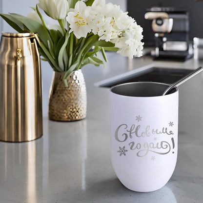 Colorsub Sublimation Straight Wine Tumblers 12Oz, 16 Pack Stainless Steel Double Wall Sublimation Blanks Wine Cups with Lids & Straws, Brush, Shrink Wrap, Silicone Straw Tips, Gift Box