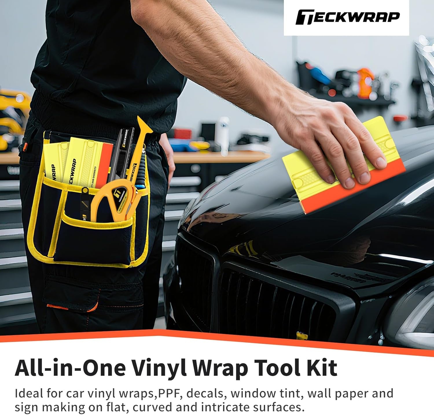 Vehicle Vinyl Wrap Tool Kit Window Tinting Tools Car Wrap Kit, Felt Squeegee, Retractable Utility Knife, Safety Vinyl Film Cutter, Wrap Tools for Car, Window Tint