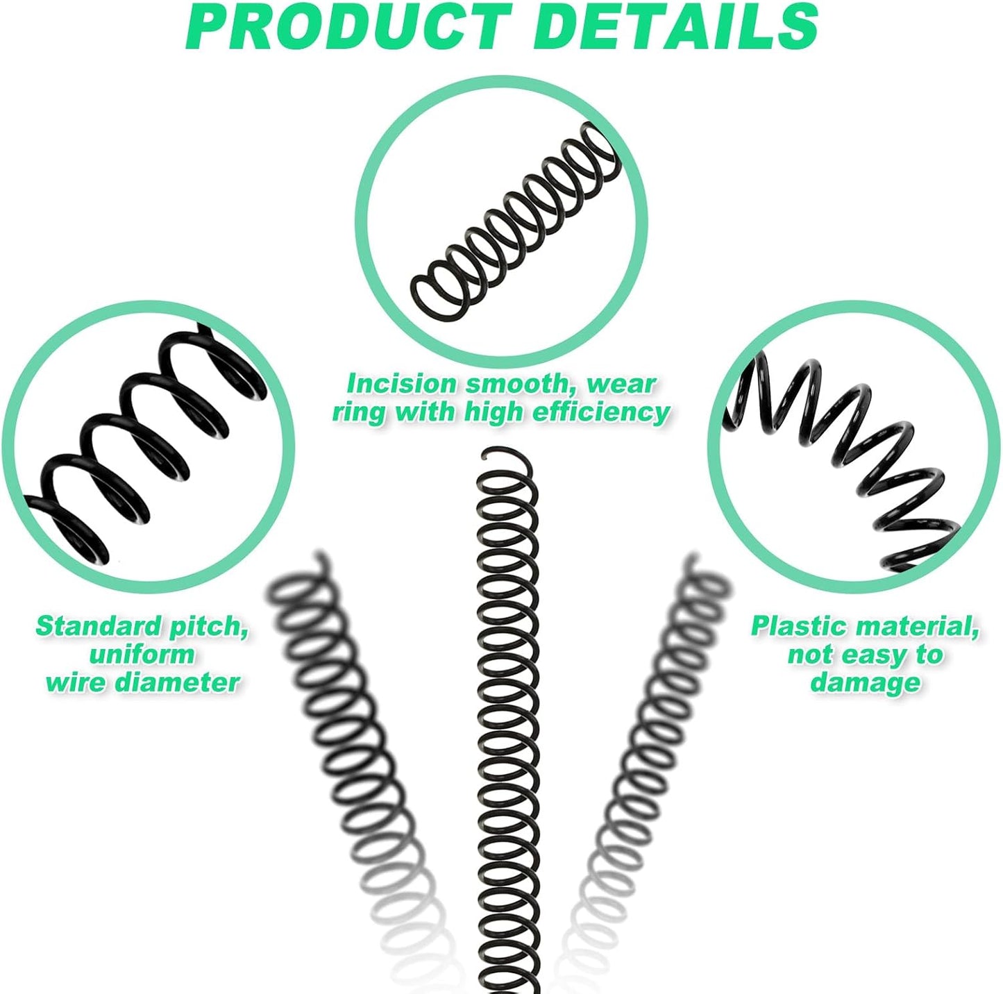 Leinuosen 120 Pack Plastic Spiral Binding Coils Kit Spirals Multi Size Coils for Binding Binder Combs Spines(3/8 Inch,Black)
