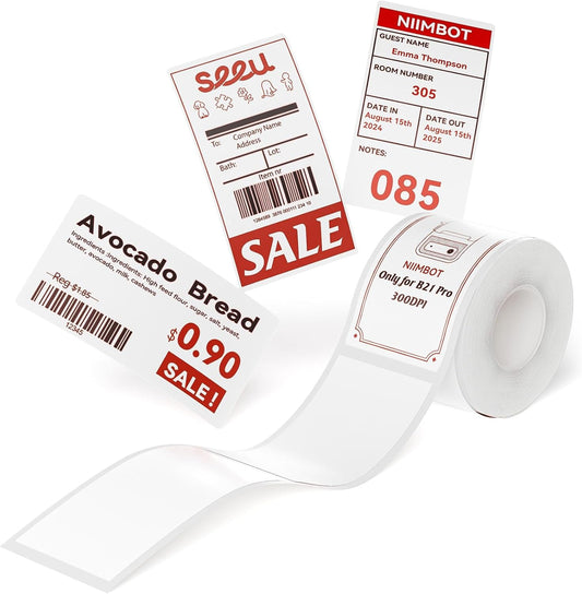 NIIMBOT Red&Black Labels, Refill Sticker Papers Only Compatible with Pro Series Label Makers, Dual Color Printing/Jam Paper Good Idea for Schools,Business,Price Tags(1.5''X2.8''/38X70Mm)