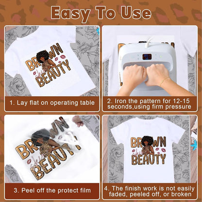 24 Sheets Black Girl Iron on Transfers for T-Shirts, DTF Transfers Ready to Press Black Women Black History DTF Transfers Ready to Press Heat Transfer Vinyl Vinyl Stickers for Clothes Bag Pillow Craft