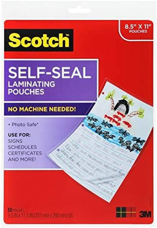 ® Self-Sealing Laminating Pouches LS854-10G, Gloss Finish, Letter Size (Pack of 10)