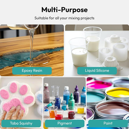 Dual-Head Resin Mixer with Spiral Silicone Paddles, Rechargeable Epoxy Mixer, Stepless Speed & Minimum Bubbles, Electric Stirrer for Resin,Silicone,Paint Mixing,Resin Tools,Diy Crafts