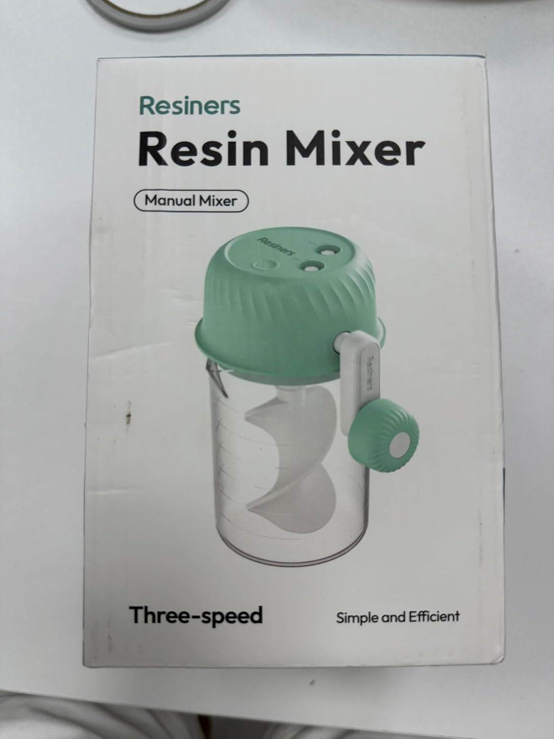 Resin Mixer, Hand-Crank Epoxy Mixer Paddle Silicone Mat Mixing Cup Kit, 3 Speeds Adjustable, Minimum Bubbles, Easy Clean, Epoxy Resin Stirrer Sticks Tool Supplies for Mold Casting, DIY Crafts
