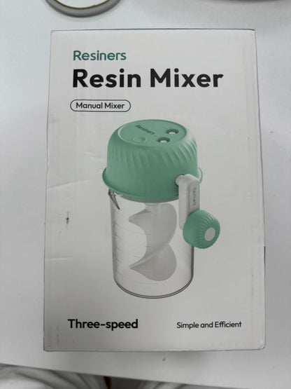 Resin Mixer, Hand-Crank Epoxy Mixer Paddle Silicone Mat Mixing Cup Kit, 3 Speeds Adjustable, Minimum Bubbles, Easy Clean, Epoxy Resin Stirrer Sticks Tool Supplies for Mold Casting, DIY Crafts