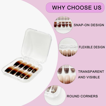 14 Pcs Press on Nail Packaging Box Press on Nail Storage Box for Press Ons with 60 Pcs Adhesive Double Sided Tape for Fake Nail Storage Case Nail Display Nail Salon Supplies Nail Art Business (Clear)
