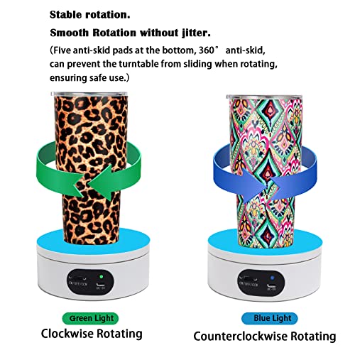 YVV Turner Cup Rotating Display Stand for Epoxy Glitter Tumbler, 360 Degree Automatic Mute Rotating Turntable for Photography Products Tumbler Making Supplies Spinner 4.72 * 1.77in Motorized Rotation