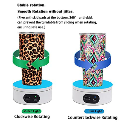 YVV Turner Cup Rotating Display Stand for Epoxy Glitter Tumbler, 360 Degree Automatic Mute Rotating Turntable for Photography Products Tumbler Making Supplies Spinner 4.72 * 1.77in Motorized Rotation