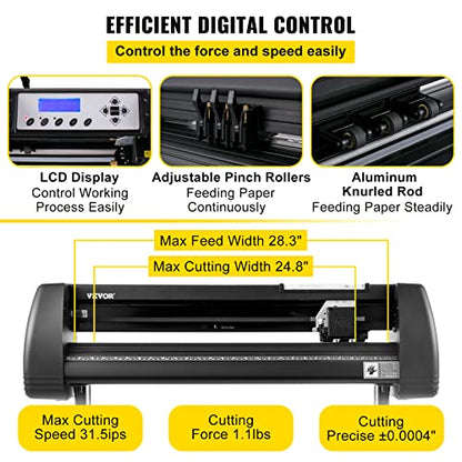 VEVOR Vinyl Cutter Machine, 28inch Vinyl Plotter, LCD Display Plotter Cutter, Adjustable Double-Spring Pinch Rollers Sign Cutting Plotter, Plotter with Signmaster Software for Design and Cut