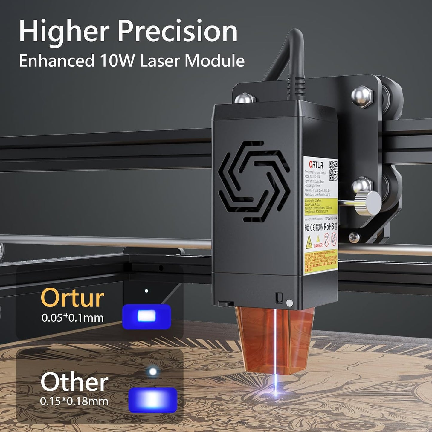 10W Output Laser Engraver, Ortur Laser Master 2 S2 LU2-10A Class 4 Efficient Laser Engraving Machine Fit, High Precision Laser Cutter, 0.05 X 0.1Mm Compressed Spot Laser Engraver for Wood and Metal