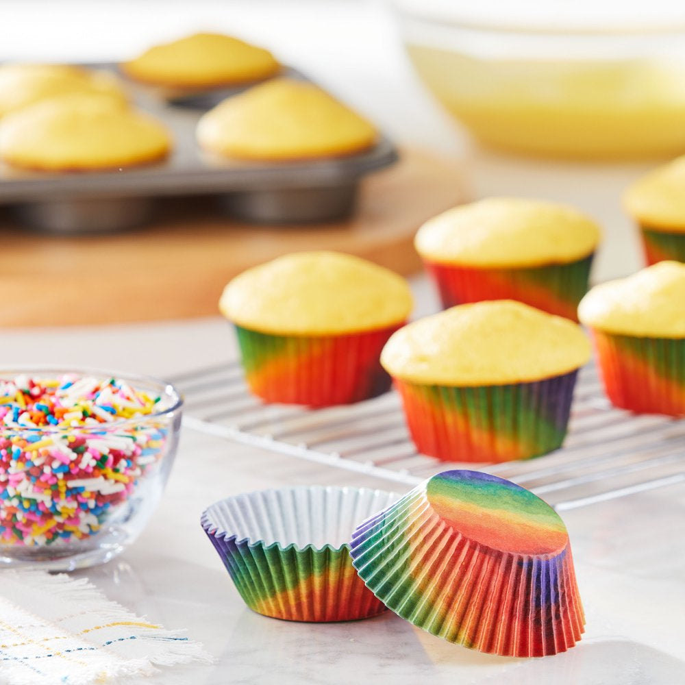 Watercolor Rainbow Cupcake Liners, 75 Count