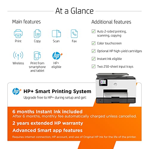 HP OfficeJet Pro 9135e Wireless All-in-One Color Inkjet Printer, Print, scan, Copy, fax, ADF, Duplex Printing Best for Office, 3 Months of Ink Included (404M0A)