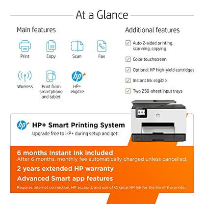 HP OfficeJet Pro 9135e Wireless All-in-One Color Inkjet Printer, Print, scan, Copy, fax, ADF, Duplex Printing Best for Office, 3 Months of Ink Included (404M0A)