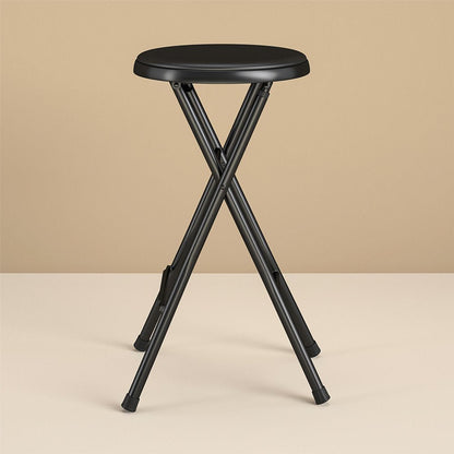 Folding Metal Stool, Black