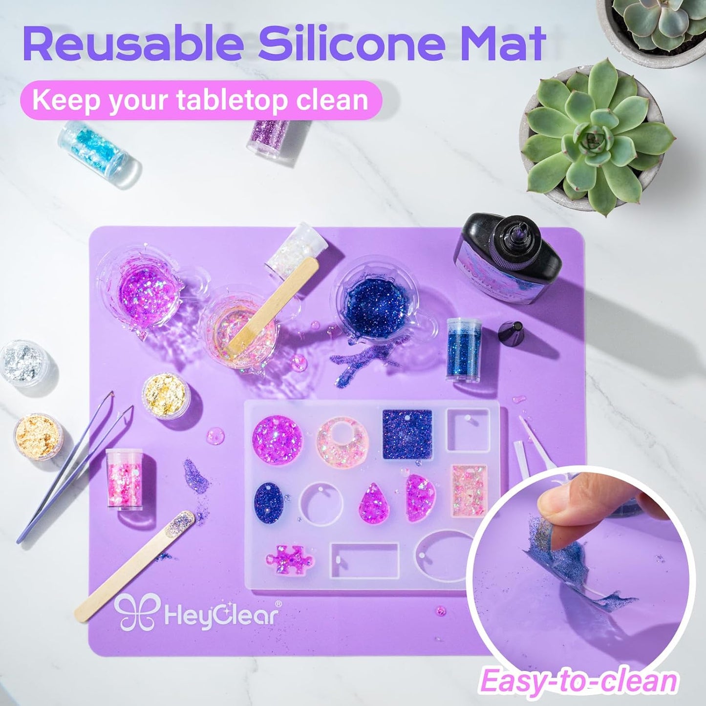 Heyclear UV Resin Molds Jewelry Making Kit with Light -300G Super Clear, Hard, Low Odor, Premixed and Fast Curing for Keychains, Earrings, DIY Craft Decorations