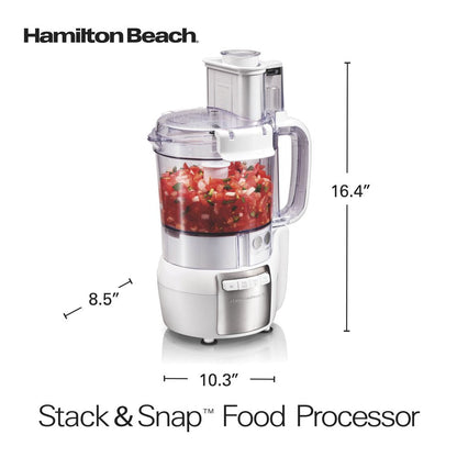 Stack and Snap Food Processor, 12 Cup Capacity, 450 Watts, White, 70729