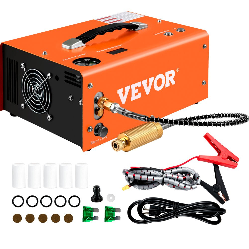 brand PCP Air Compressor, 4500PSI Portable PCP Compressor, 12V DC 110V/220V AC PCP Airgun Compressor Auto-Stop, W/ Built-In Adapter, Fan Cooling, for Paintball, Air Rifle, Mini Diving Bottle