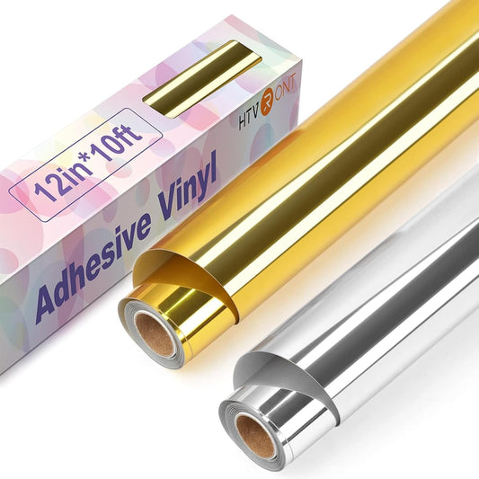 Silver & Gold Chrome Vinyl - 12" X 10FT Mirror Metallic Silver Vinyl - Easy to Weed & Transfer