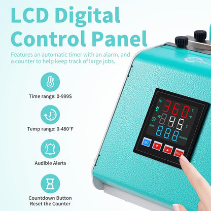 Colorsub 3 in 1 40 OZ Tumbler Heat Press Machine 11 OZ 15 OZ Mug Press Sublimation Machine for Sublimation 40 OZ Tumbler with Handle Straight Tumblers Bottles Mugs Glass Cup Printing Teal