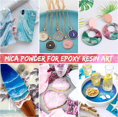 Mica Powder for Epoxy Resin 104 G - 26 Colors Shimmery Pigment Powder - Easy to Mix & Natural for Soap Making, Lip Gloss, Bath Bombs