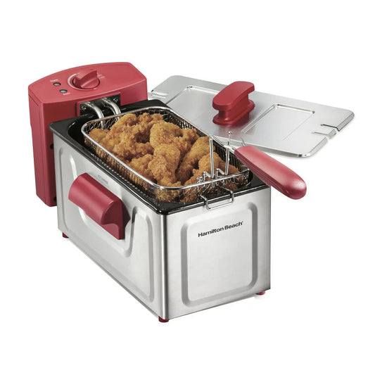 8 Cup Deep Fryer, Family-Size Food Capacity Cooks up to 6 Cups of Food, Red, 35336