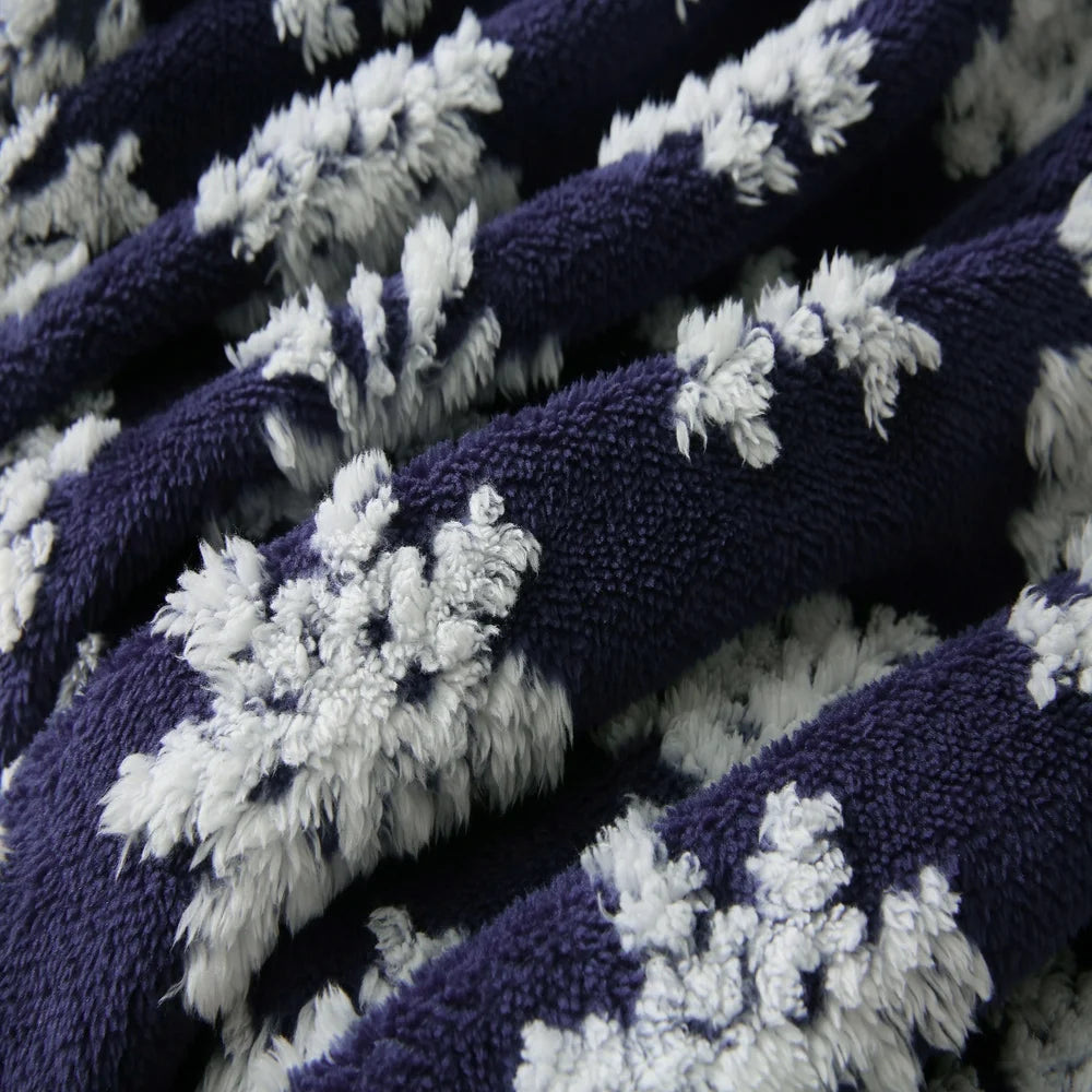 Blue Snowflake Sherpa Throw Blanket, 50"X60", Adult/Teen