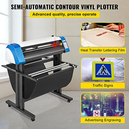 VEVOR Vinyl Cutter Machine, 28inch Vinyl Plotter, LCD Display Plotter Cutter, Adjustable Double-Spring Pinch Rollers Sign Cutting Plotter, Plotter with Signmaster Software for Design and Cut