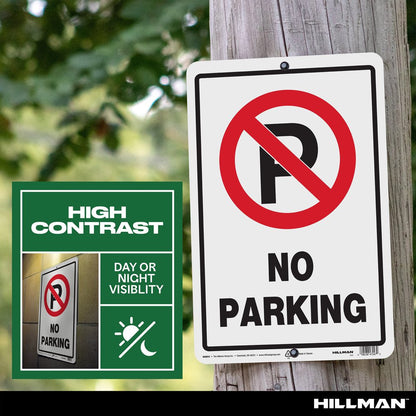 No Parking Sign, Plastic, 18" X 12", Red and Black