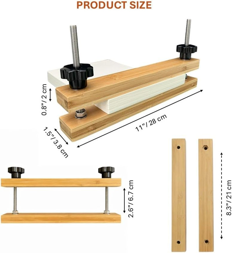 Bamboo Bookbinding Spine Press, 11 Inch Narrow Book Press for Spine Shaping and Bookbinding, for DIY Book