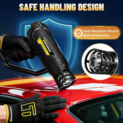 Heat Gun 2000W with LCD Display, Adjustable Hot Air Gun for Vinyl Wrap, Shrink Wrap, Paint Removal & DIY Crafts (122–1202°F)