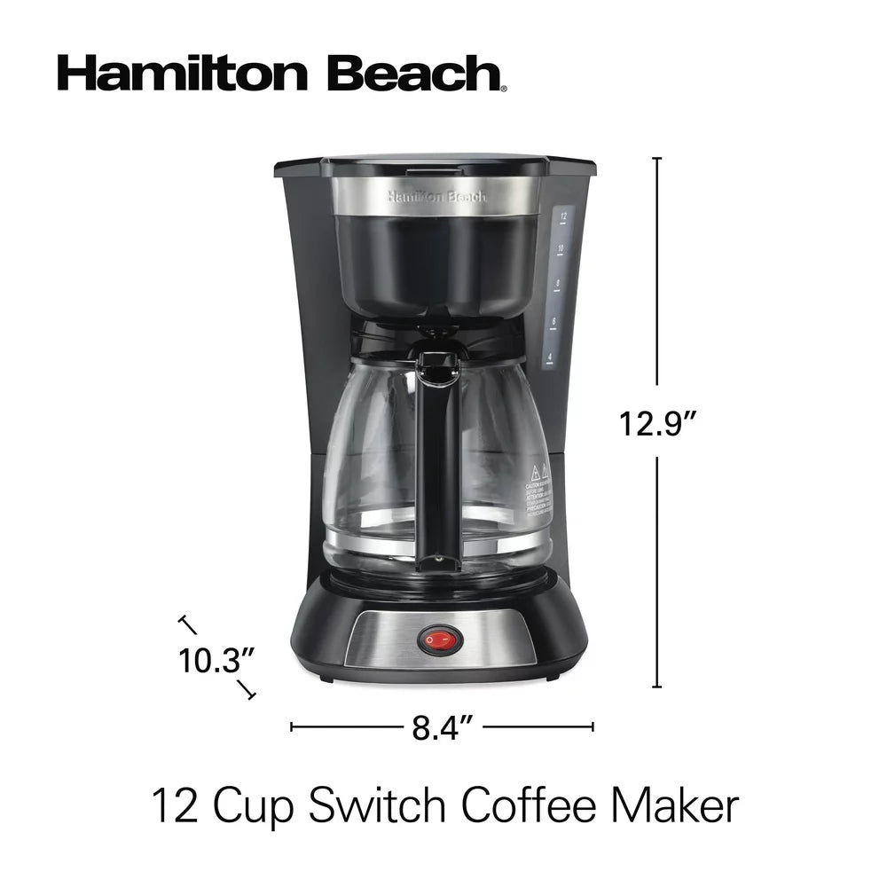 12 Cup Coffee Maker, 96 Fl Oz, Stainless Steel Accents, 49631