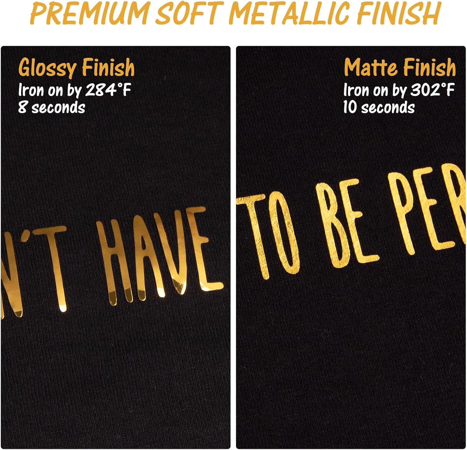 Gold Metallic Chrome HTV Heat Transfer Vinyl, Soft Foil Gold Iron on Vinyl for Halloween T-Shirts Easy to Cut & Weed DIY Heat Press Design,12" X 6Ft